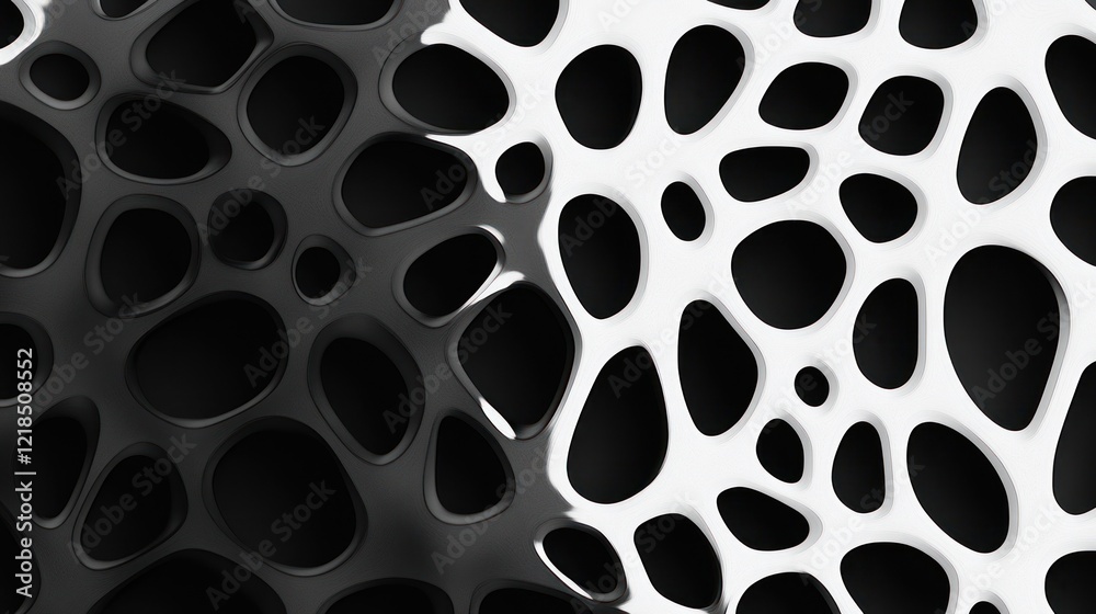 Abstract black and white organic texture with porous, holey, and network-like structure. Abstract black and white organic texture with porous, holey, and network-like structure.