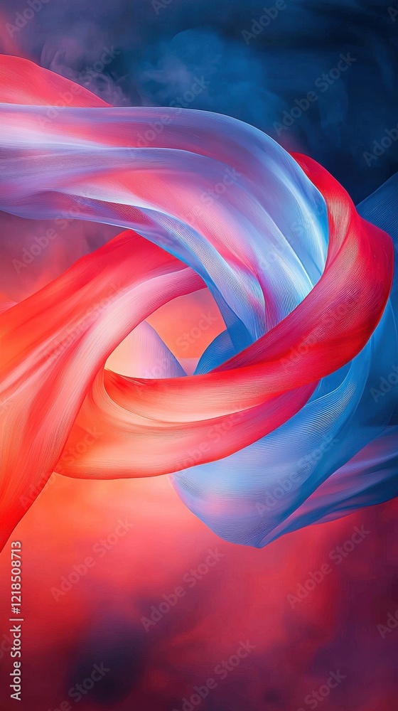 Obraz premium Dynamic light streaks intertwining in a dark smoky background for visual art creation