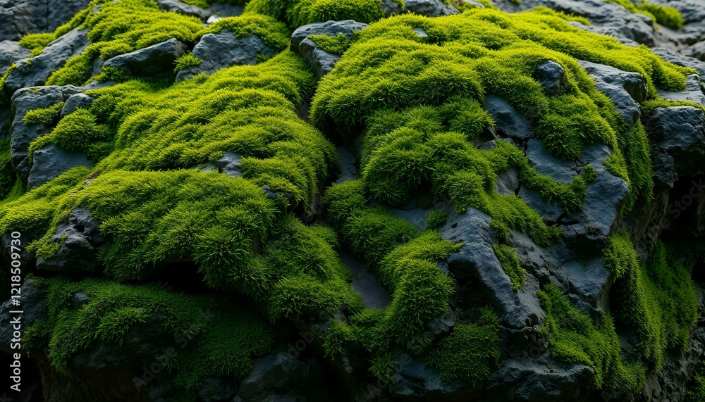Ancient Moss-Covered Rock: Nature's Timeless Tapestry old aged wild stone green plant flora