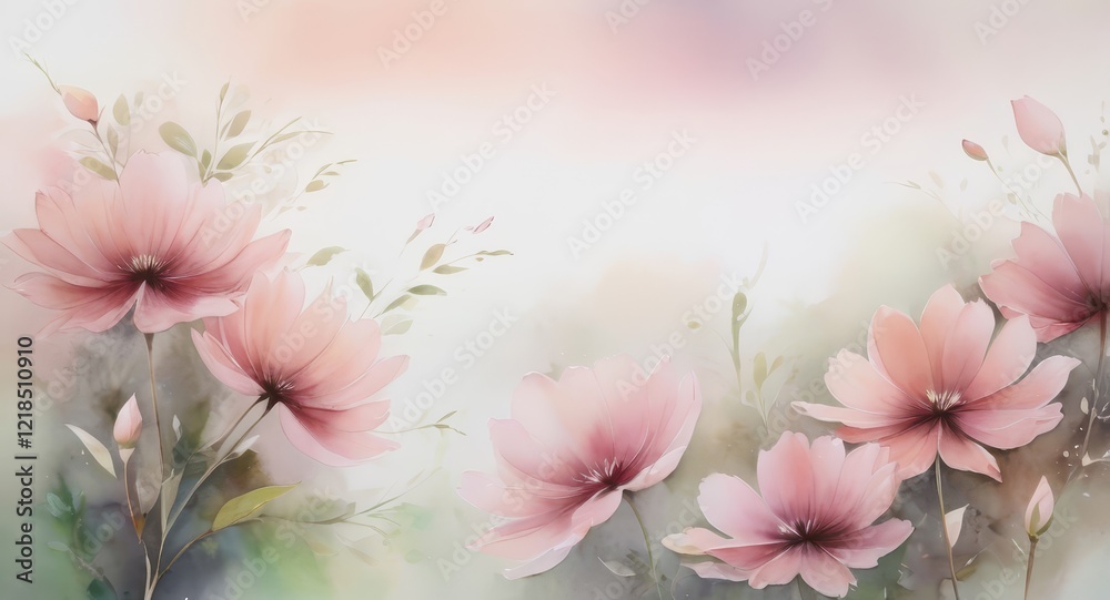 Obraz premium ilustración flores pintadas en acuarela