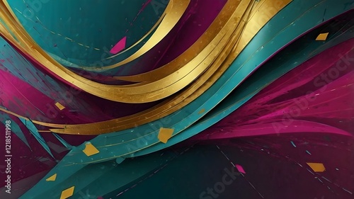 Banner: A dynamic and modern abstract background with layered geometric forms, motion-blurred streaks, and a mix of teal, magenta, and golden highlights for an eye-catching effect.