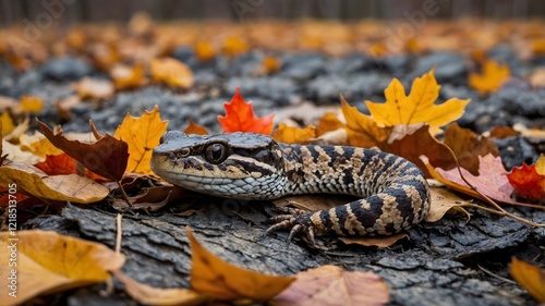 Eastern Massasauga Macro Shot: Showcasing Unique Coloration and Texture of Scales photo