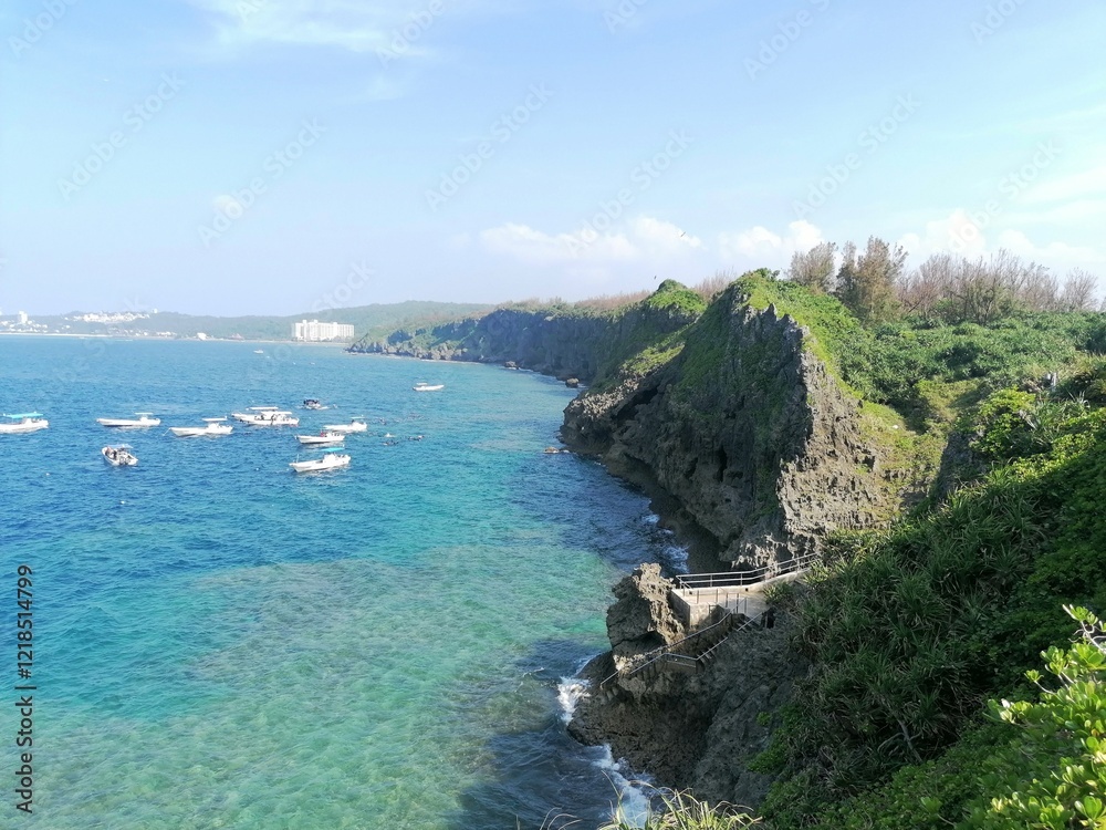 Naklejka premium view of the coast of the sea in Japan Okinawa