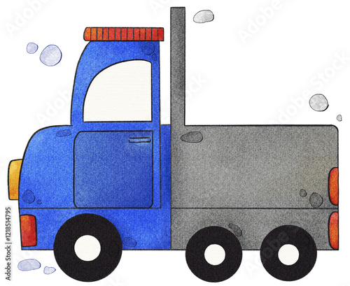 watercolor hand drawing of car element set