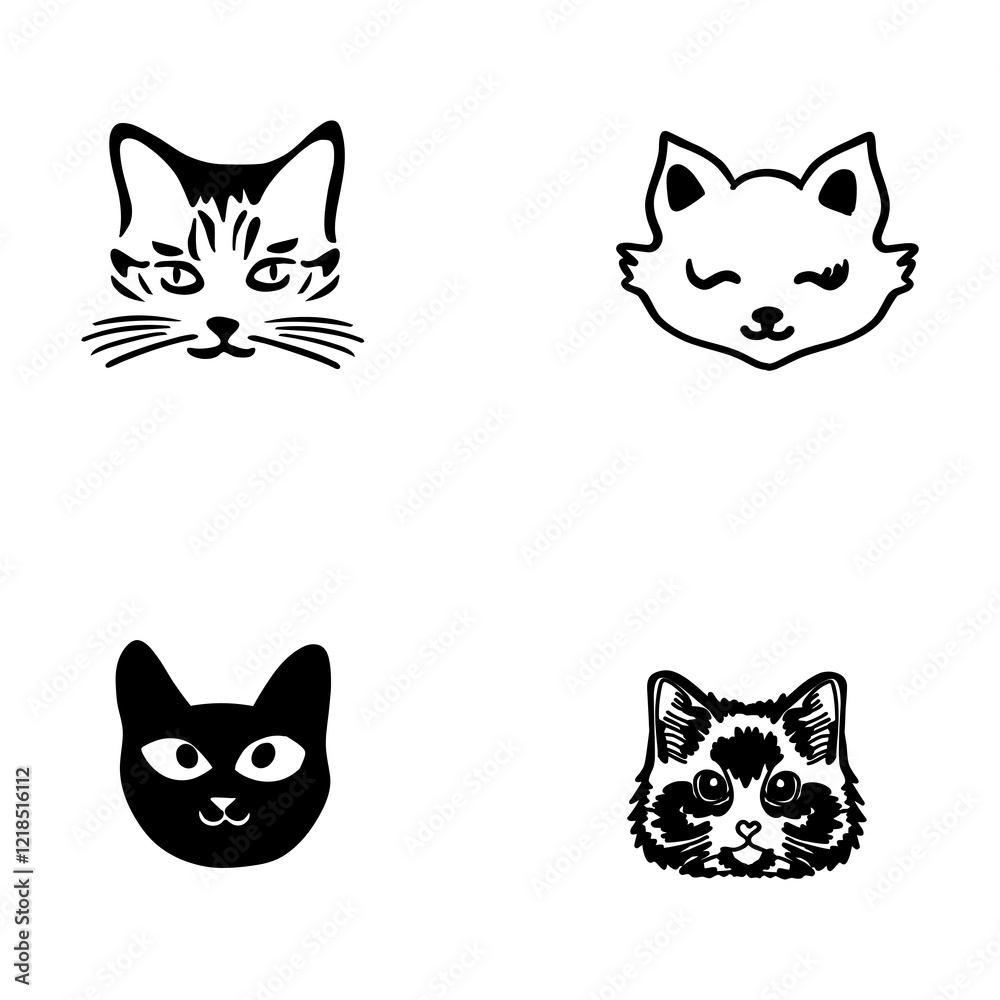 cat face icon symbol logo with a slightly cute face cat face icon symbol logo with a slightly cute face