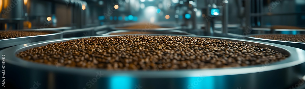 Fototapeta premium Coffee beans factory conveyor industrial process