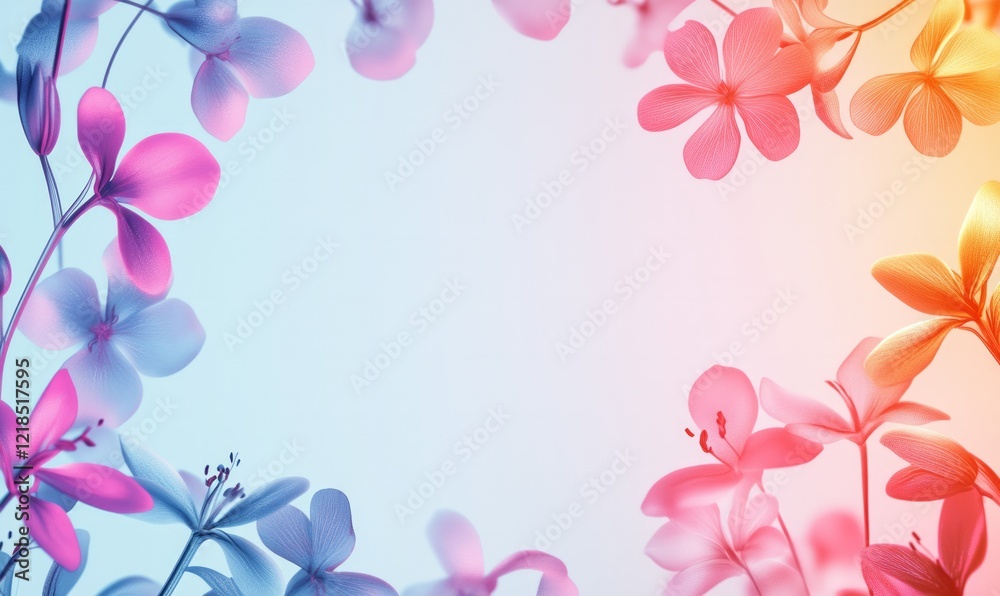 Obraz premium neon-colored flower outlines glowing on a bright background