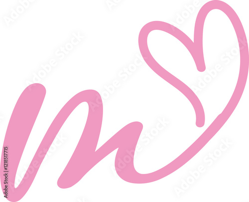 Letter M Heart Logo Design , M Heart Logo
