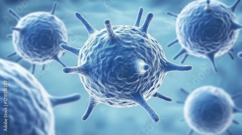 Detailed Virus Cells in Cool Lighting Background