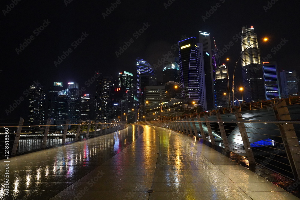 Obraz premium singapore city skyline at night