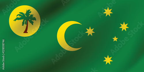Cocos (Keeling) Islands flag official colors and proportion digital vector illustration. Pleated flag.