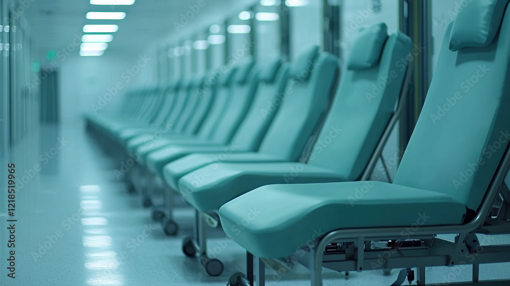 Fototapeta premium Comfortable donation chairs in medical facility, ready for donors