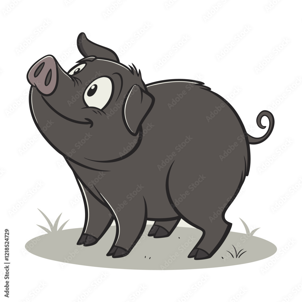 Obraz premium Stylized Black and White Pig Silhouette Design