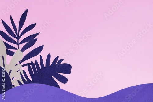 Abstract leaves with gradient pink background