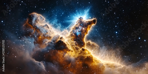 Horsehead nebula glowing in the vastness of space with countless stars