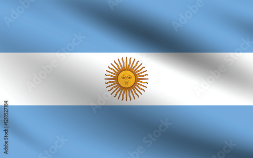 Argentina flag official colors and proportion digital vector illustration. Pleated flag.