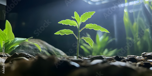 Young plant sprouting in natural environment photo