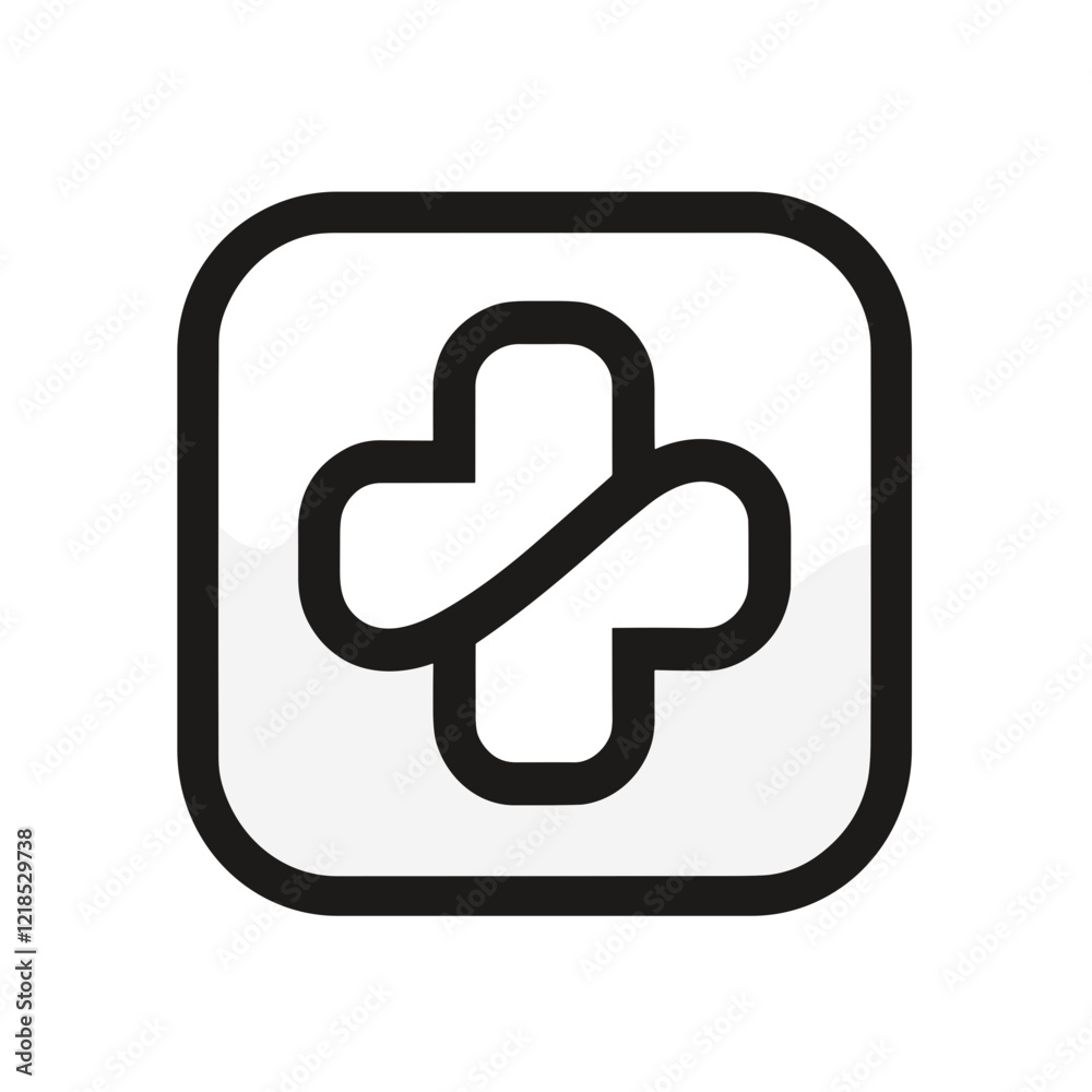 Minimalistic black-and-white line art icon for Health App in a clean, professional vector style Minimalistic black-and-white line art icon for Health App in a clean, professional vector style