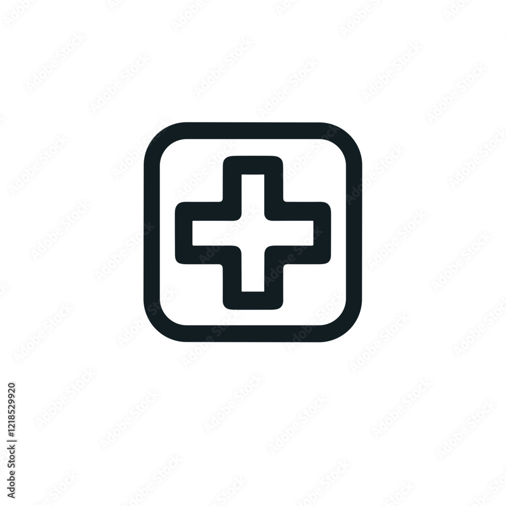 Minimalistic black-and-white line art icon for Health App with additional icons below in a professional vector style Minimalistic black-and-white line art icon for Health App with additional icons below in a professional vector style