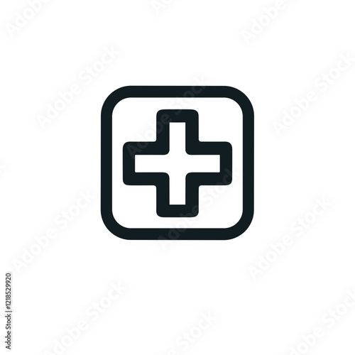 Minimalistic black-and-white line art icon for Health App with additional icons below in a professional vector style