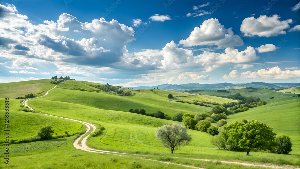 Fototapeta premium Rural landscape in Tuscany, Italy. Rural road through the hills