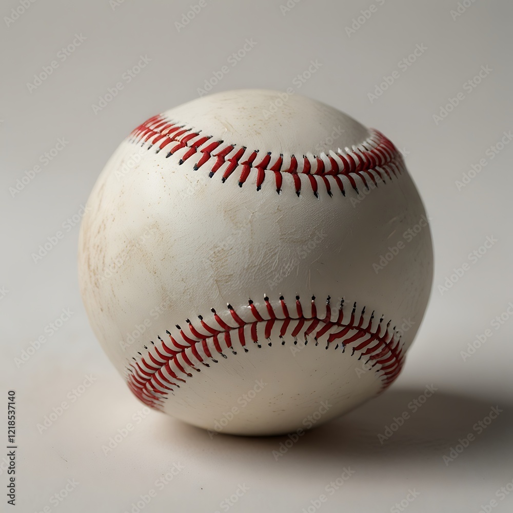 a white baseball with red stitching on light gray background a white baseball with red stitching on light gray background