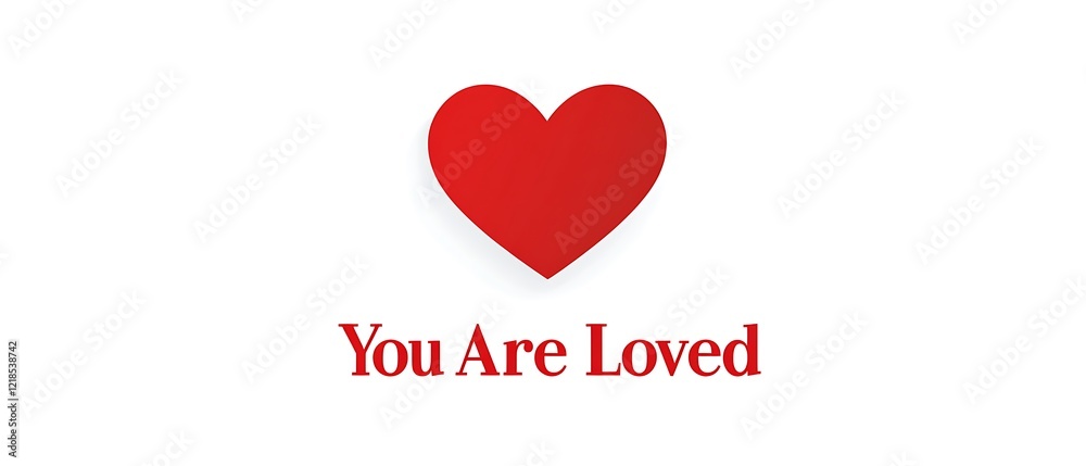 Simple Heart Icon with 'You Are Loved' Typography on Bright White Background, Ideal for Uplifting Visuals Simple Heart Icon with 'You Are Loved' Typography on Bright White Background, Ideal for Uplifting Visuals