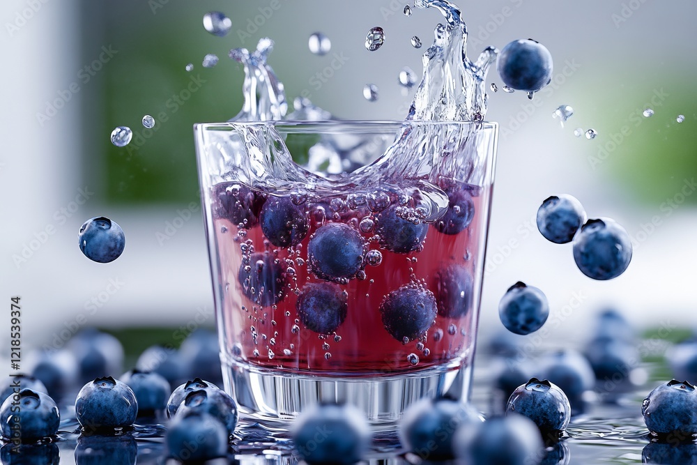 The vibrant, effervescent splash of blueberries brings life and color to a refreshing drink, making it the perfect treat on a sunny day