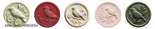 Bird wax seal stamp png cut out element set, transparent background
