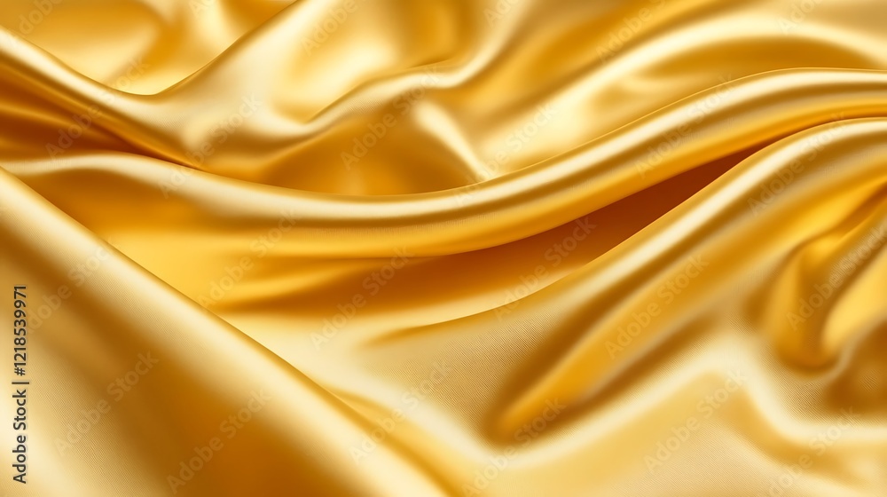 Fototapeta premium Golden Silk Fabric Draped Luxuriously Soft