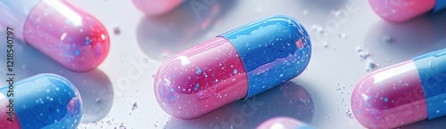 Abstract background of red, blue, and purple pills. photo