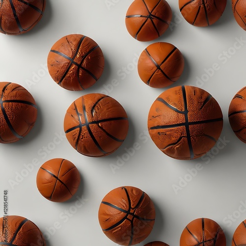 Wallpaper Mural  basketballs in a repeating pattern on a white background Torontodigital.ca