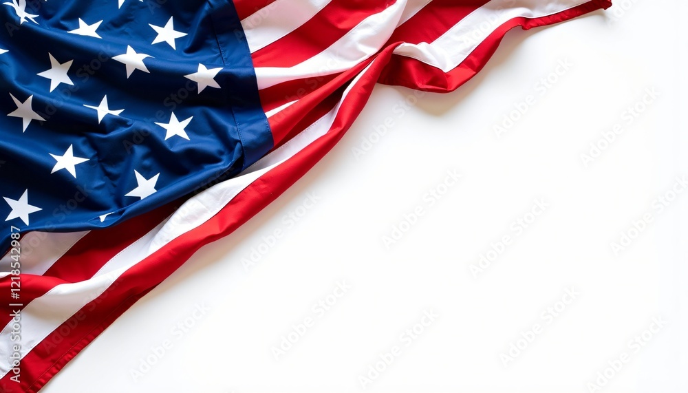 American flag with stars and stripes on a white background American flag with stars and stripes on a white background