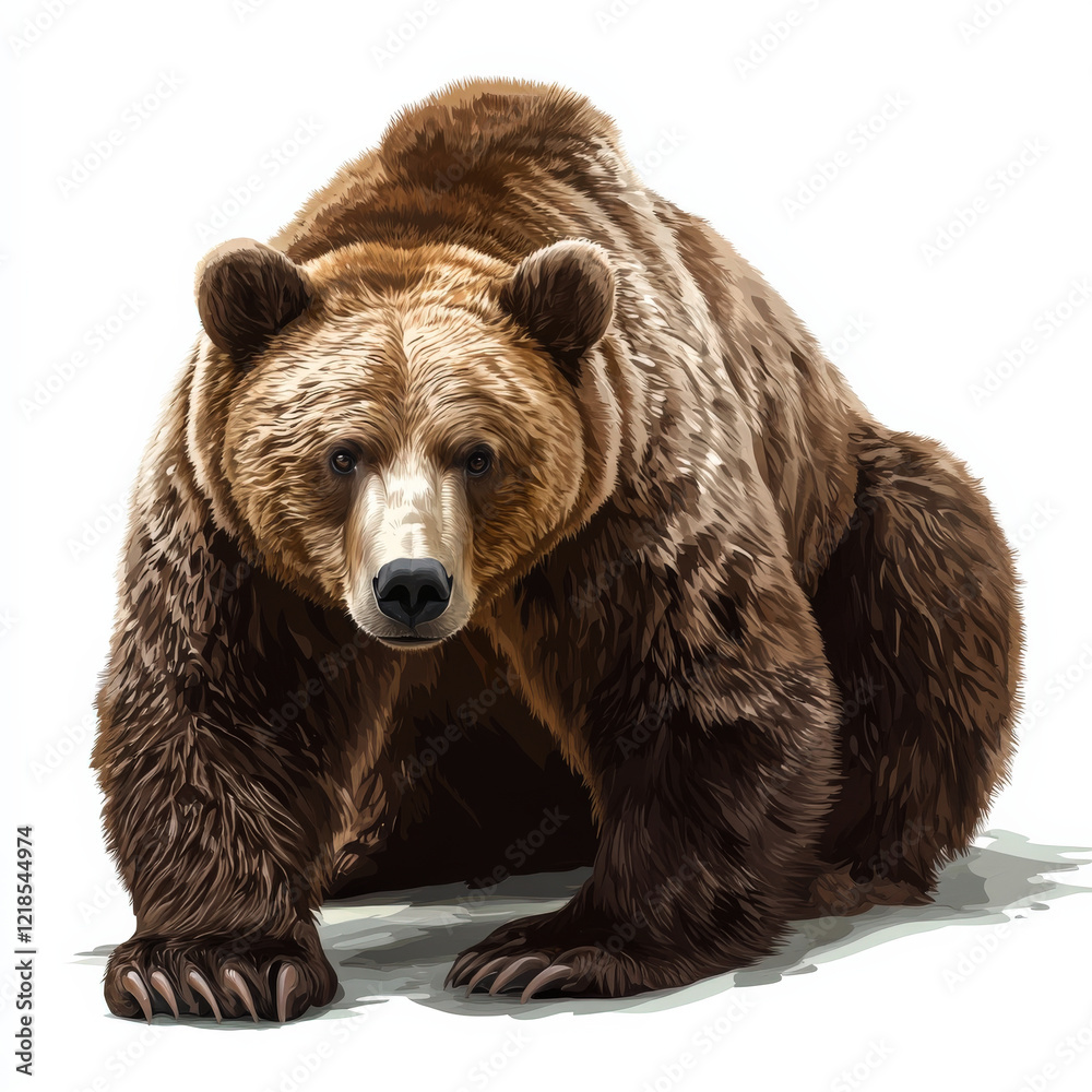 Fototapeta premium Majestic Brown Bear, Powerful Stance, Wild Nature.