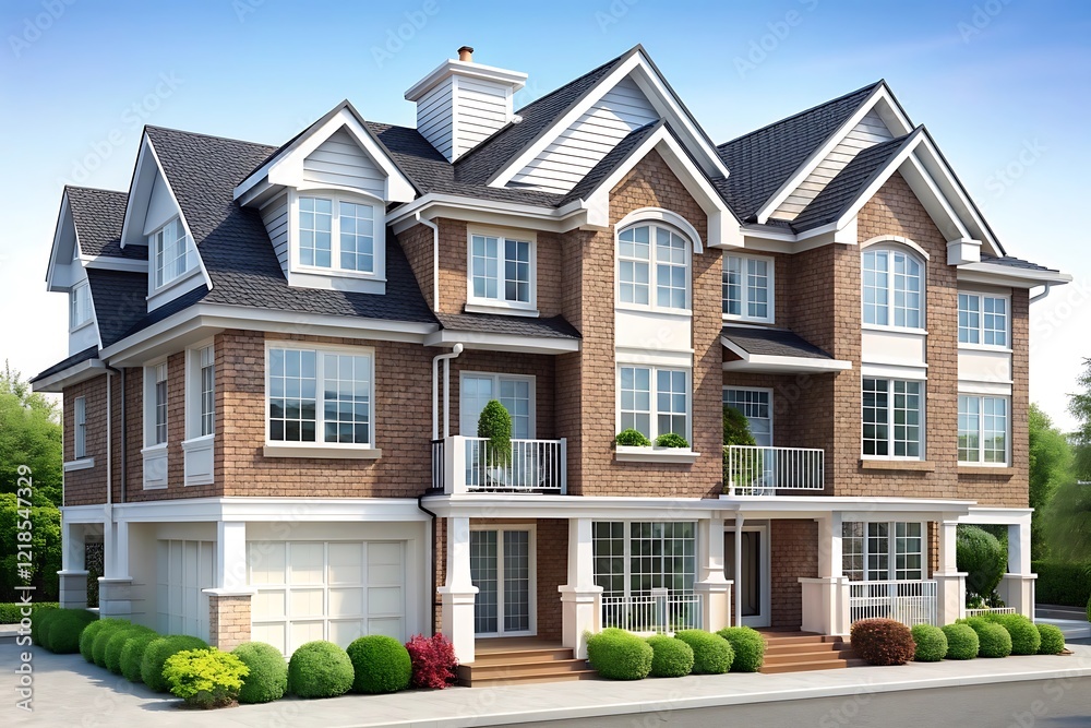 Obraz premium Large brick building with a white roof and many windows