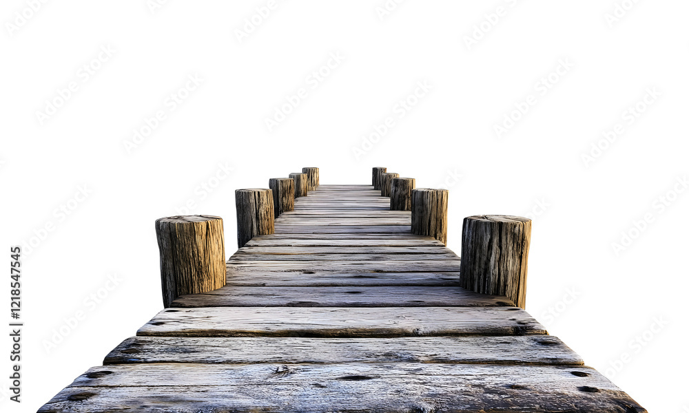Obraz premium Wooden pier on a transparent background.