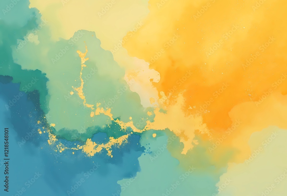 Obraz premium Vibrant Abstract Bursts of Yellow and Blue Dance Across a Soft Canvas. Generative AI