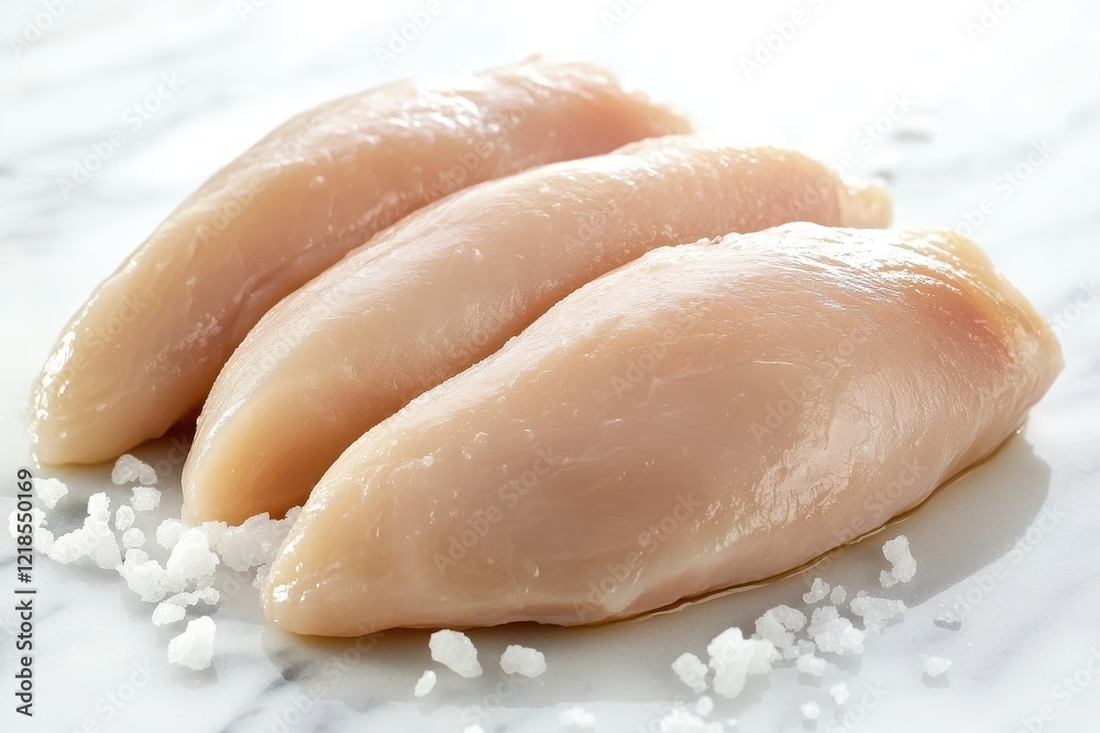 Fresh Chicken Breasts on a Marble Surface Fresh Chicken Breasts on a Marble Surface