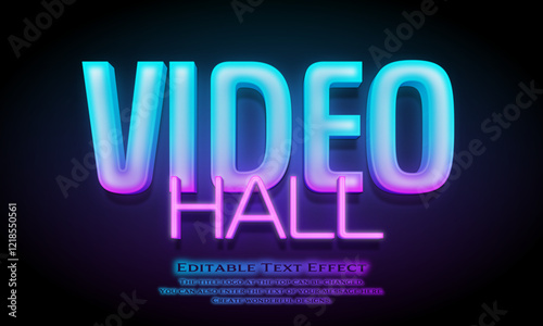”Video Hall” Editable title logo text style effect in antique gold Neon, sans serif typeface
