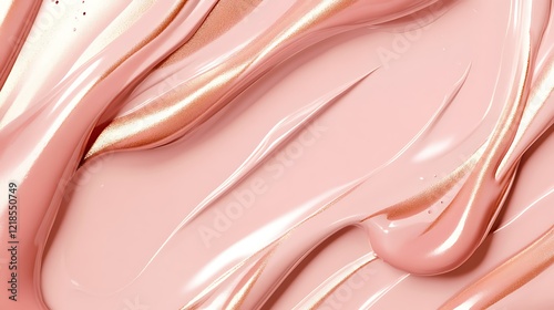 Swirled Pink and Gold Cosmetic Cream Texture