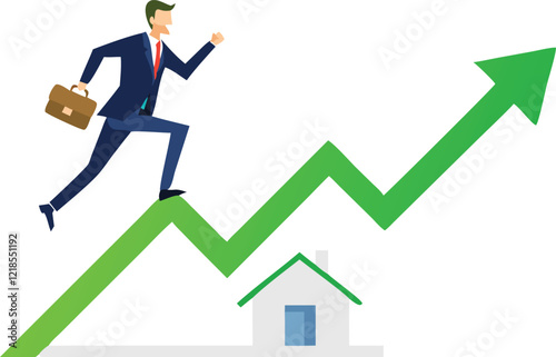 Housing price rising up, real estate or property growth concept