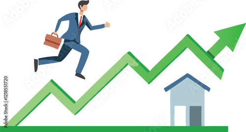 Housing price rising up, real estate or property growth concept