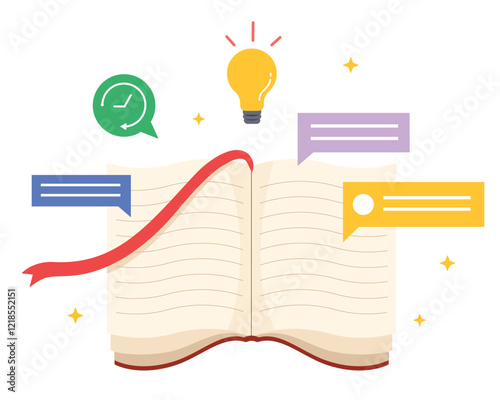 Creative light bulb concept, Books with yellow light bulb decoration and knowledge concept. 