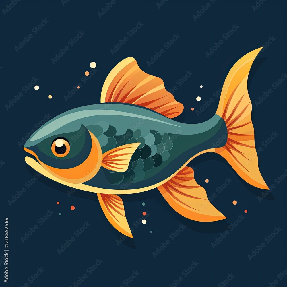 Fototapeta premium Bold and Minimalistic Fish Illustration in Risograph Print Style
