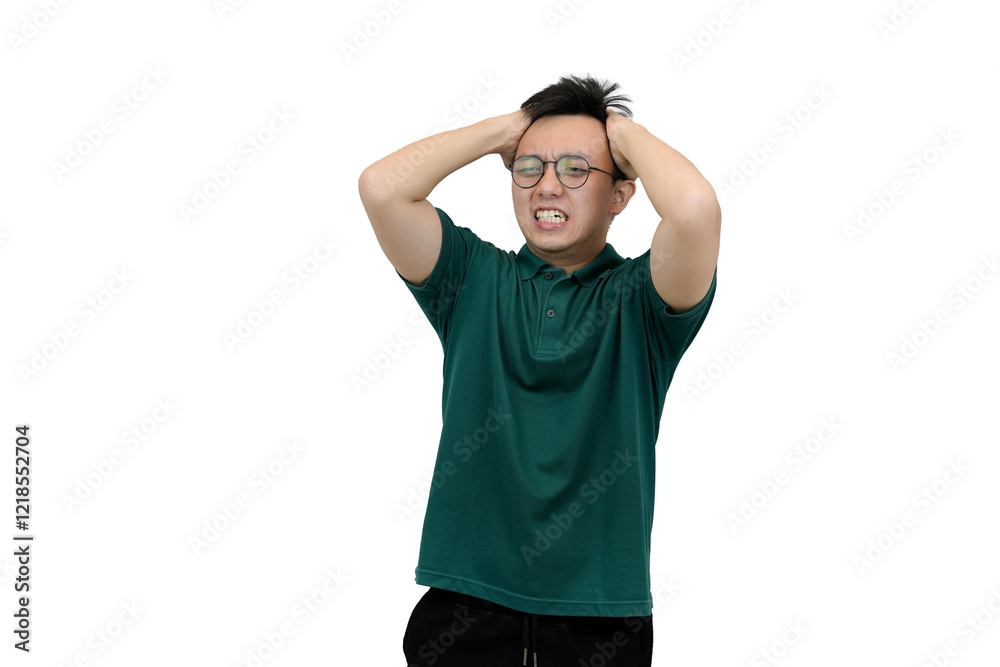 Confident Individual Standing with Hands on Hips and Thoughtful Expression on a white isolated background Confident Individual Standing with Hands on Hips and Thoughtful Expression on a white isolated background