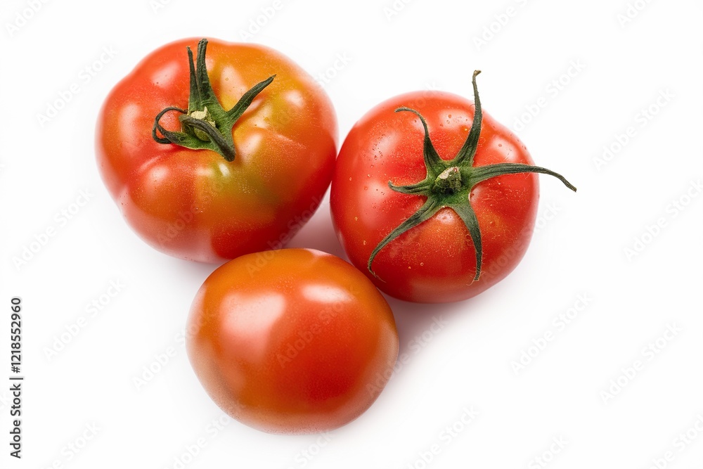 Three red tomatoes isolated on a white background Three red tomatoes isolated on a white background