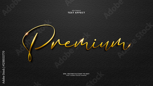 Premium editable text effect, luxury gold script text style