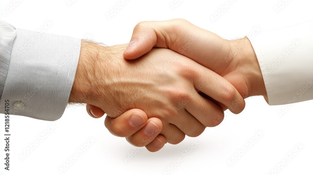 Two adult caucasian males shaking hands in business agreement Two adult caucasian males shaking hands in business agreement