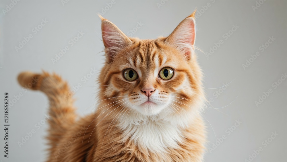 The adorable white kitten with bright green eyes looks directly at the camera in this close-up portrait The adorable white kitten with bright green eyes looks directly at the camera in this close-up portrait