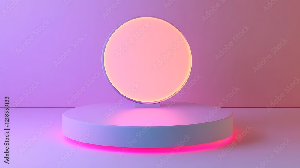 Illuminated Circular Platform with Pastel Background Illuminated Circular Platform with Pastel Background